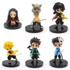Imagem do 6 pçs/set Anime Demon Slayer Figura Kimetsu No Yaiba Figura Q Posket Kamado Tanjirou Kamado Nezuko Agatsuma Figura Brinquedos 7cm