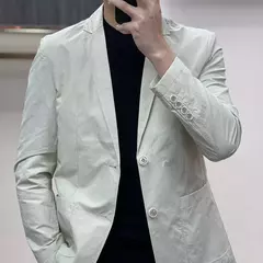 Casaco slim fit de manga comprida masculino, botão de lapela, casual de negócios, fino, simples, cor sólida, moda, primavera, verão, novo, 2024 - comprar online