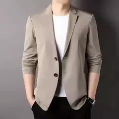 Blazer casual fino de seda gelo masculino, roupa masculina, manga comprida, tamanho grande, blazers sólidos finos, protetor solar, moda verão, primavera - Wolf Magazine