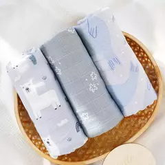 Kangobaby-Cobertor de swaddle de bambu algodão musselina do bebê, envoltório recém-nascido, colcha infantil, venda quente, minha vida macia, 120x110cm, 3Pcs Set - loja online
