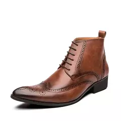 Botas de Chelsea de slip-on masculino, botas de motocross masculinas, sapatos altos, dedo apontado, renda, marca de luxo, ao ar livre, moda, 2024 - Wolf Magazine