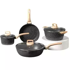 Granito antiaderente Cozinhar Conjuntos com Frigideiras, Pan Stock Pot, Molho Pan, Panelas De Cozinha, Antiaderente, 8Pcs - Wolf Magazine