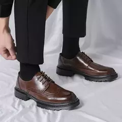 WAERTA-Sapatos formais de couro de negócios, sapatos casuais masculinos com terno, top baixo, moda casamento sólido, sapatos Oxford Pointed Office, qualidade - Wolf Magazine