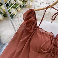 SINGREINY-Blusa Chiffon de Manga Flare para Mulheres, Tops Ruffle, Cintura Elástica Sólida, Halter Backless, Slim Ladies, Harajuku Sexy Blusa Curta - loja online