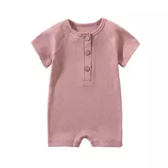 Bebê menino macacão verão wear infantil bebe fina pijamas manga curta macacão com nervuras roupas de malha estiramento da menina outfits playsuit - loja online