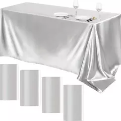 Imagem do Retângulo cetim toalha de mesa para casamento, pano branco para o Natal, Baby Shower, aniversário, eventos, banquete, Home Decor, mesa de jantar