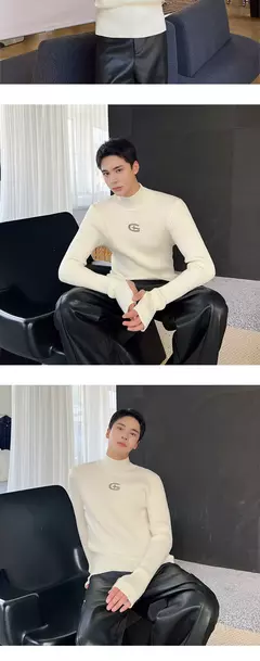 Iefb-suéter de malha personalizado masculino, pulôveres finos, tops estilo coreano, design de nicho, moda masculina, outono, inverno, novo, 9C2550 - loja online