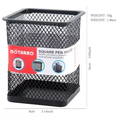MOTINO-Porta Lápis para Mesa de Escritório, Malha De Metal, Quadrado, Pote De Caneta Redonda, Caso Do Copo, Recipiente, Organizador, Durável, 1Pc
