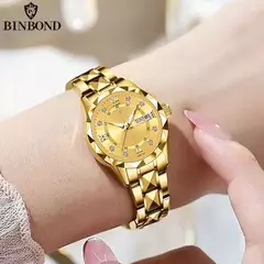 BINBONG-Relógio de pulso impermeável feminino, senhoras relógios quartzo, data luminosa, moda luxo, presente namorada - comprar online