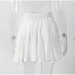 Imagem do Elegante Branco Ruffles Mini Saia, Cintura Alta, Sexy, Bonito, Plissado, Linha A Tutu, Curto, Lady, Festa, Esporte, Streetwear, Verão