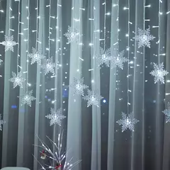 Snowflakes LED String Lights para a decoração de Natal, piscando, fada, cortina, impermeável, feriado, festa, casamento, Natal, 3,2 m