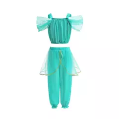 Michella moda meninas teal-azul princesa jasmim cosplay vestido de halloween vestido de festa de aniversário