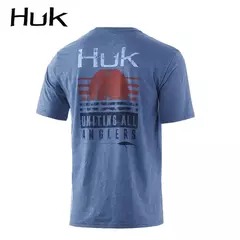 HUK-Men Casual Outdoor Sports T-Shirt, camisa de pesca manga curta, Leisure Running Top, Performance Roupas de Pesca, Upf 50 - Wolf Magazine