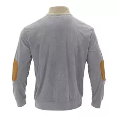 Imagem do Suéter esportivo colorido de veludo masculino, suéter solto com botão, gola em pé, tendência de outono e inverno, 2022