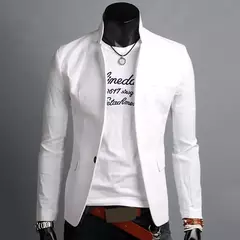 Masculino casual blazer primavera outono cor sólida lapela colarinho botão bolsos decoração terno de negócios topos festa de casamento outwear casaco - comprar online