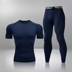 Conjunto de Roupa Interior de Compressão Térmica Masculina, Roupa de Treino Apertada, Treino, Corrida, Fitness, Desporto, Ginásio, Roupa Desportiva