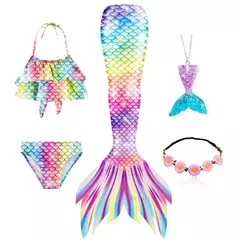 Novas crianças a pequena sereia caudas crianças memaid maiô biquíni traje de halloween feminino pode adicionar monofin para piscina na internet