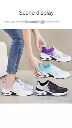 Imagem do Tênis de corrida respirável feminino, tênis feminino, malha leve, almofada de ar, calçados esportivos, ao ar livre, com renda, treinamento, verão, novo