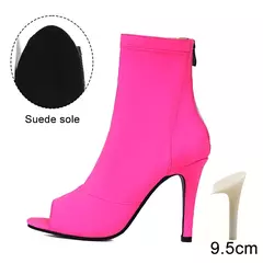HROYL-Sapatos de Dança Femininos com Tubo Curto, Pano Estirável de Salto Alto, na internet