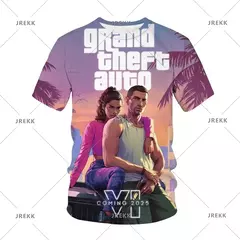 Camisetas gráficas Grand Theft Auto VI masculinas, Boy Streetwear, Tops masculinos casuais, Roupas impressas 3D do jogo GTA 6, Novos jogos na internet