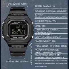Imagem do SANDA-Militar Masculino Resistente à Água Relógios Esportivos, Big Dial LED Digital Relógios de Pulso, cronômetros para Masculino, Exército, Moda, 2156