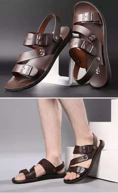 Moda Confortável Sandálias Masculinas Cor Sólida Open Toe Mens Sandálias De Couro 2023 Novos Chinelos De Praia para Calçado De Couro Masculino