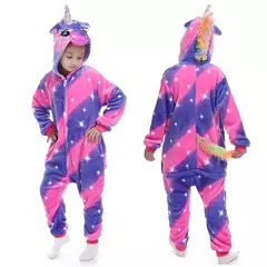 Imagem do Pijama infantil Unicórnio, Macacão Kigurumi, Flanela com capuz, Roupa da Casa, Macacão, Roxo, Rosa, Meninas, Criança, Crianças, 4 anos, 8 anos, 10 anos, 12 anos, 14 anos, 16 anos