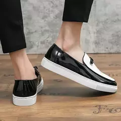 Sapatos casuais de couro de verão sapatos de escritório para homens de condução mocassins confortáveis deslizamento em sapatos de moda de festa - loja online
