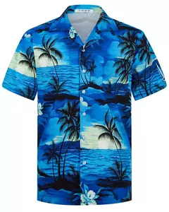 Camisa havaiana masculina de botão manga curta, estampada em coqueiro, camisa aloha, camisa casual de praia, plus size, moda verão, 6XL na internet