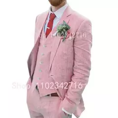 Smoking Do Noivo Para Casamento Groomsman, Terno Masculino, Traje De Linho, Calças Jaqueta E Coletes, 3 PCs, Summer Beach Smoking, 2023 na internet
