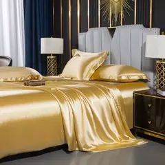 Monocromático Rayon Satin Conjunto de cama, luxo Duvet Cover Kit, Twin Queen e King Size, Home Textile, 3PCs, 4PCs na internet