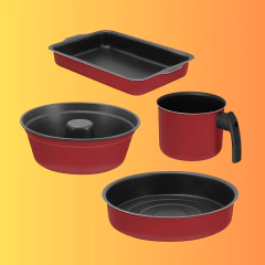 Conjunto Panelas Antiaderente Teflon com Tampa de Vidro Kit 13 peças Vermelha - Wolf Magazine