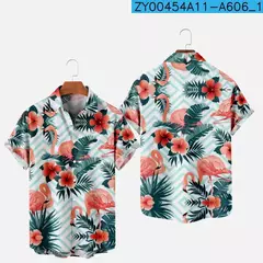 Moda masculina verão t-shirts havaiano impressão 3d aconchegante casual um botão camisas de manga curta praia camisas de grandes dimensões - Wolf Magazine