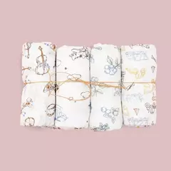 Elinfant-Rainbow Cor Musselina Swaddle Blankets, 100% Algodão, Recém-nascido Bebê Banho Toalha Envoltório, Gift Set Popular, Bambu, 4Pcs - loja online