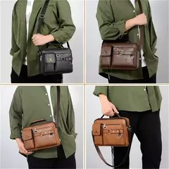 Bolsa mensageiro tiracolo de couro masculina, maleta de ombro empresarial, bolsa casual de viagem de grande capacidade, nova moda - Wolf Magazine