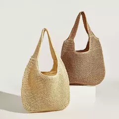 Imagem do Gusure casual palha sacos de ombro das mulheres de vime tecido senhoras bolsas artesanais praia verão grandes totes saco bohemia