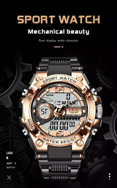 LIGE-Relógio Militar Impermeável Masculino, Digital 50m, Relógio de Pulso, LED, Quartzo, Relógio, Esporte, Masculino, Relógios Grandes - Wolf Magazine