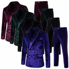 2025 novos homens banquete de casamento luxuoso ouro veludo terno fino ajuste 2 peça moda masculina negócios social vestido blazers e calças