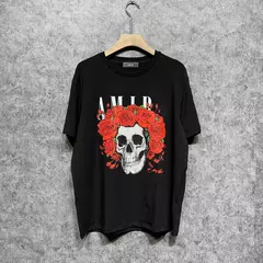 Camiseta solta com gola redonda de algodão masculino, estampa de letras, manga curta, estilo de rua alta, blusa casual, roupas tamanho grande, tendências - comprar online