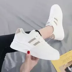 Calçado casual feminino, tênis de couro liso com renda, tênis gump feminino de fundo plano, nova moda, verão de alta qualidade - comprar online