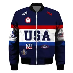 Imagem do Jaquetas bomber de algodão extragrandes para homens e mulheres, uniformes de equipe, cerimônia de abertura, outono e inverno, 2024
