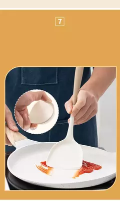 Utensílio de cozinha de silicone com panelas antiaderentes, espátula, concha de sopa, colher com fenda, cozinhar ferramentas, 4 pcs