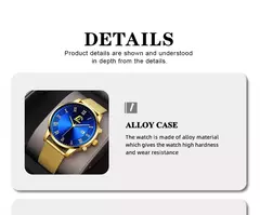 Homens de aço inoxidável malha cinto relógio de quartzo, calendário relógios, colar masculino, relógio de pulso, ouro, luxo, negócios, moda, 2pcs set na internet
