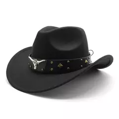 Mulheres e Homens Lã Ocidental Chapéu de Cowboy, Cavalheiro Senhora Jazz Cloche Sombrero Bonés, Tamanho Grande, Inverno, Outono, Novo, 2 - comprar online