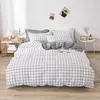 Conjunto de cama reversível Consolador, Preto e Branco Quilt Geométrica Capa com 2 Pillow Shams, Rainha e Rei Capa de Edredão, 3 PCs
