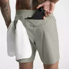 Shorts Jogger Quick Dry masculino, calças curtas para musculação, com bolso com zíper, ginástica fitness, verão 2022 - comprar online