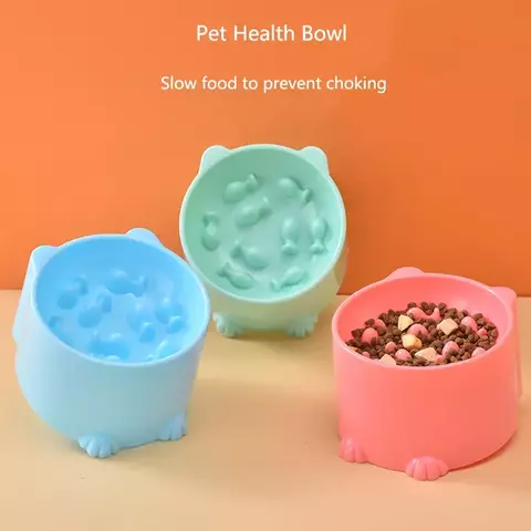 Tigela de comida lenta para gatos, tigela anti-asfixia para gatos e cães pequenos, design de proteção para pescoço, dispositivo de alimentação para cães e gatos, suprimentos para animais de estimação