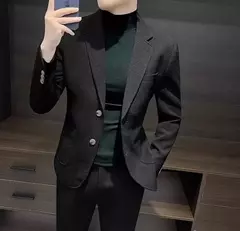 Blazer fino preto slim fit masculino, jaquetas masculinas, casaco de negócios, estilista de luxo, roupas de alta qualidade, novo, 2021 - loja online