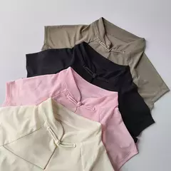 Roupa íntima esportiva feminina de secagem rápida de manga curta, malha estilo chinês, top fitness, camiseta corrida, roupa ioga sexy, fixa, 2022 na internet
