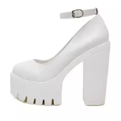 Sapatos Solados Grossos para Mulheres, Salto Alto, Fivela, Bombas de Plataforma, Sapatos De Noiva, Moda Europeia e Americana, Bombas Sexy, 14cm - Wolf Magazine